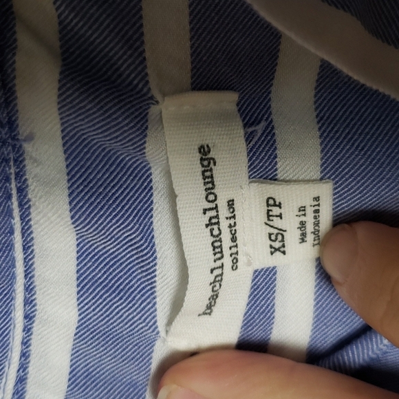 Beach lunch lounge currier stripe button down shirt nautical beach coastal - Picture 4 of 6